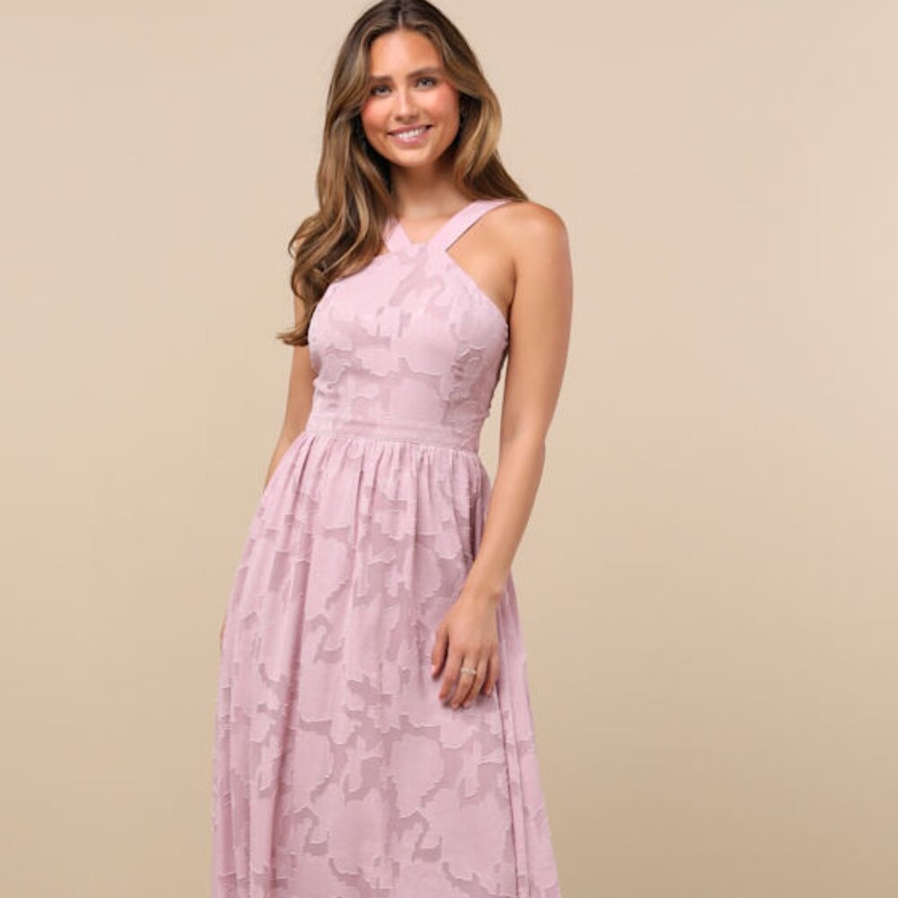 Lulus Love And Beyond Mauve Pink Burnout Floral Maxi Dress - Size M